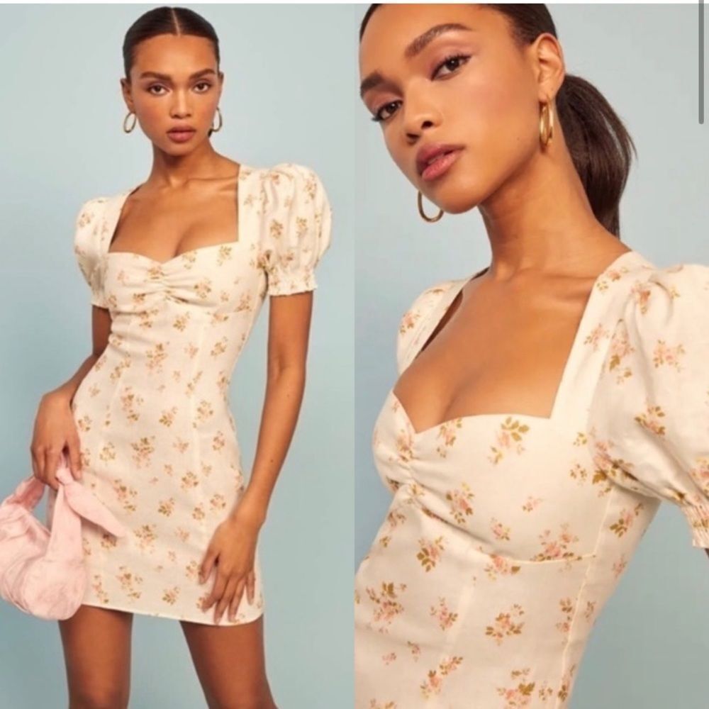 NEW Reformation Robles Linen Floral Mini Dress size 12